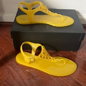 Yellow Jelly Coach Sandals
